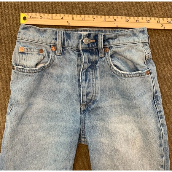Zara Jeans Womens 0 (24x29) Mid Rise Straight Leg Button Fly Distressed Denim - Picture 5 of 10
